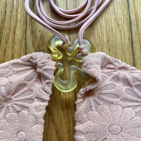 For Love & Lemons Sonny One-Piece Cut-out 60s Terry Swimsuit Bathing Suit Sz XL - Picture 8 of 11